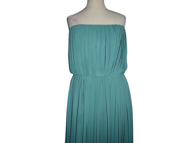 Halston Heritage Trägerloses Kleid mit griechischen Falten Grün - Ansicht 2
