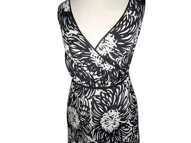 Day Birger & Mikkelsen Wickelkleid aus Seide Schwarz Weiß - Ansicht 4