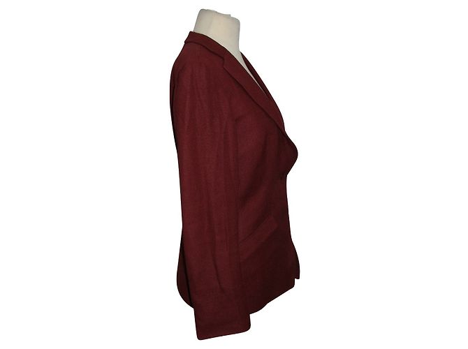 Armani Collezioni Blazer dunkelrot Wolle Leinen Viskose Bordeaux - Ansicht 2