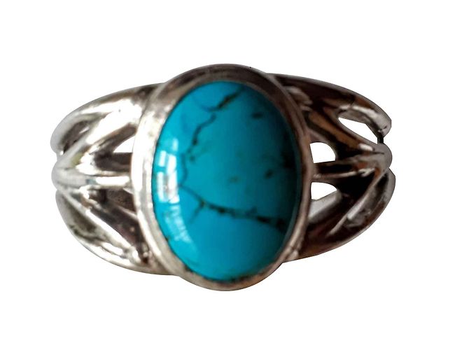 Autre Marque bracciale, finitura argento peltro + cabochon turchese - vista 2