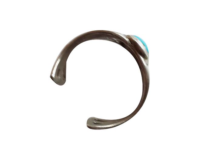 Autre Marque bracciale, finitura argento peltro + cabochon turchese - vista 3