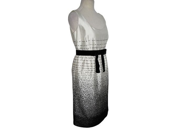 Kate Spade Wollkleid mit Samtschleife Schwarz Weiß - Ansicht 2