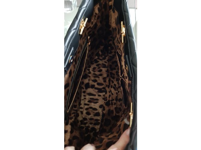 Borsa Dolce & Gabbana in pelle nera e pelle vernice Nero - vista 3