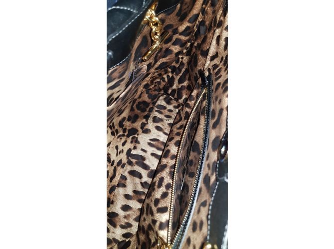Borsa Dolce & Gabbana in pelle nera e pelle vernice Nero - vista 6
