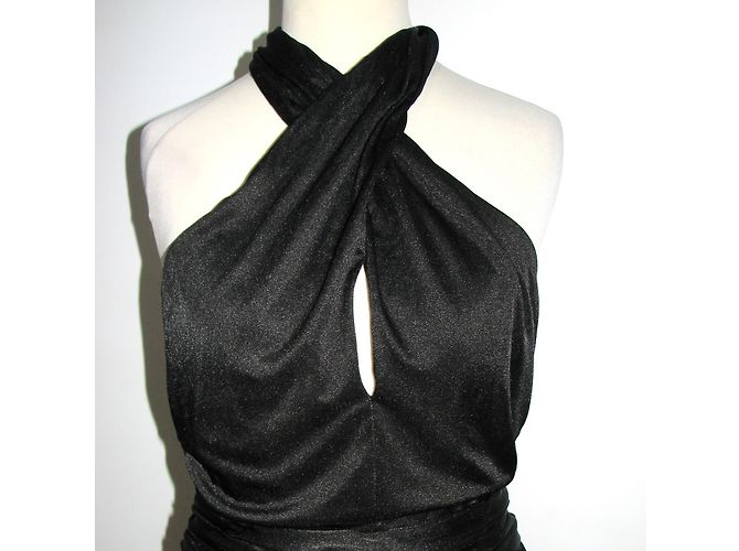 Halston Heritage Twist Neck Abendkleid Schwarz - Ansicht 4