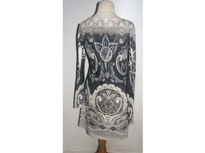 Windsor Kleid Grau mit Strass Blumen Roh - Ansicht 3