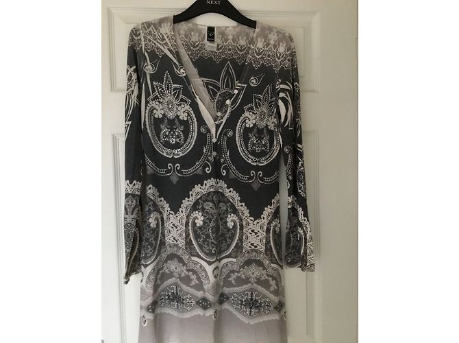 Windsor Kleid Grau mit Strass Blumen Roh - Ansicht 5