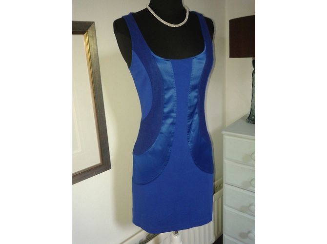Vestito aderente blu Diane Von Furstenberg in seta e cotone - vista 3