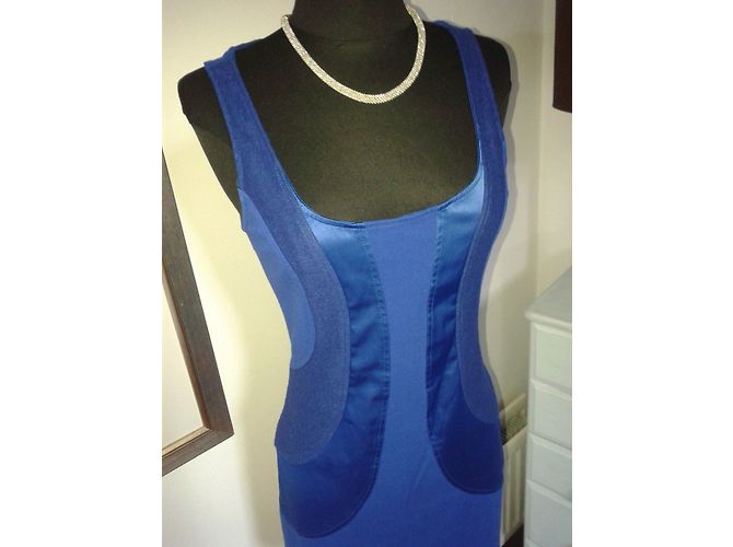 Vestito aderente blu Diane Von Furstenberg in seta e cotone - vista 5