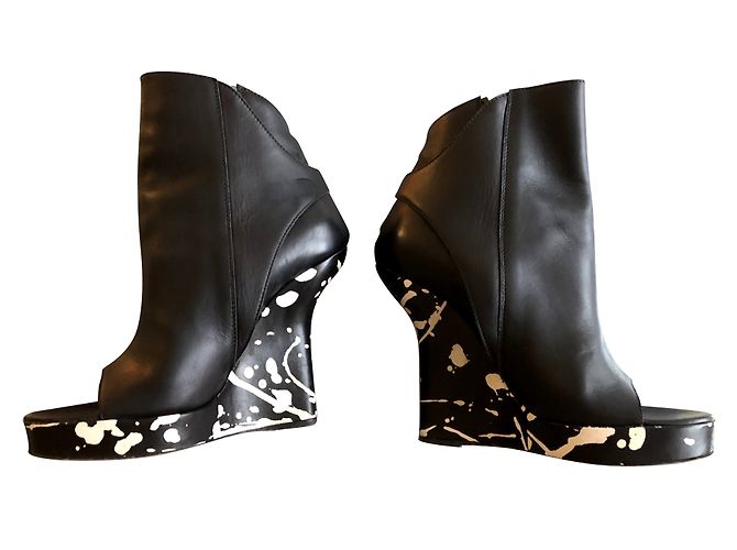Jean Paul Gaultier Pollock Ankle Boots Black Leather - view 2