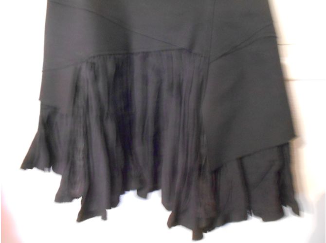 Marithé et François Girbaud falda negra de gabardina de lana con enagua plisada Negro - vista 9