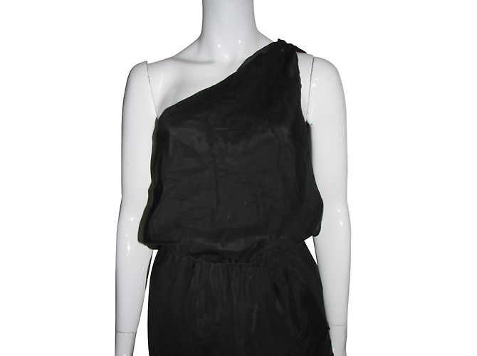 Halston Heritage Asymmetrisches Seidenkleid Schwarz - Ansicht 4