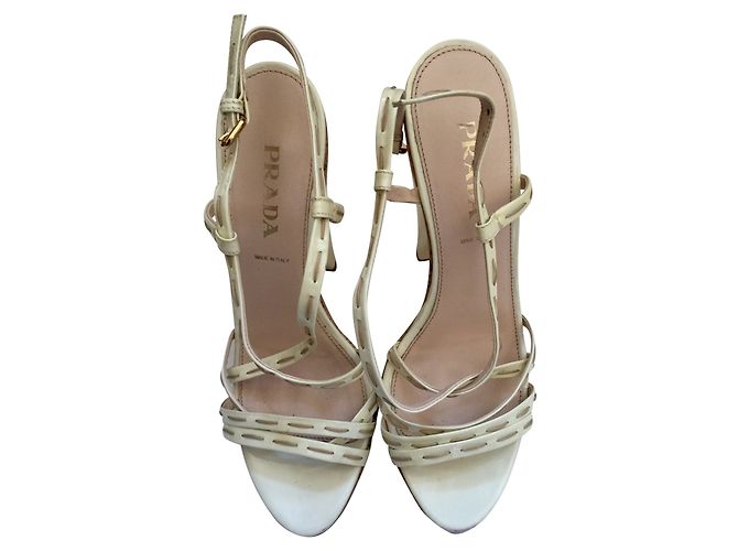 Prada Lackleder Kork Fersen Creme - Ansicht 2