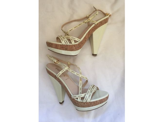 Prada Lackleder Kork Fersen Creme - Ansicht 3