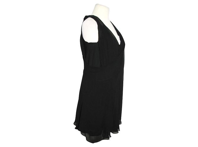 Vestido drapeado Vanessa Bruno de seda e lã com lantejoulas Preto - vista 3