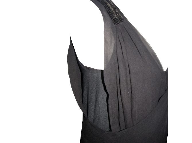 Vestido drapeado Vanessa Bruno de seda e lã com lantejoulas Preto - vista 4