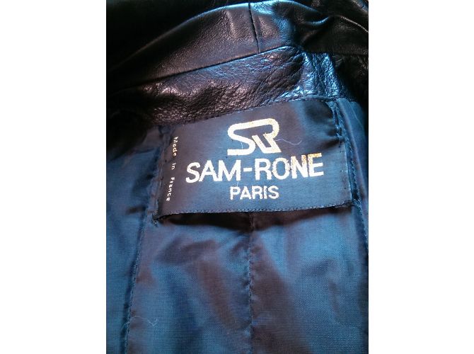 Sam Rone Abrigo de Cuero Negro y Piel Talla 42 - vista 8
