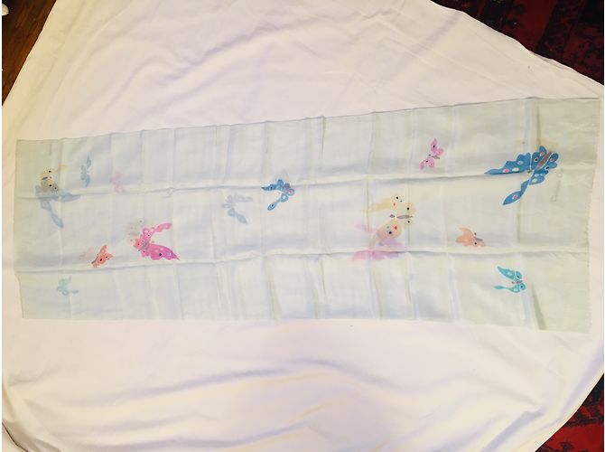 Christian Dior Stola di seta vintage 125 x 42 Blu chiaro - vista 3