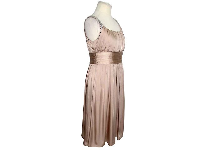 Autre Marque Almost Famous Seidenkleid Rosa Nude mit Strass Trägern Pink Fleisch - Ansicht 2