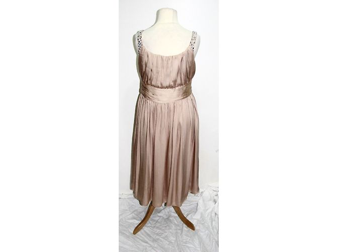 Autre Marque Almost Famous Seidenkleid Rosa Nude mit Strass Trägern Pink Fleisch - Ansicht 5