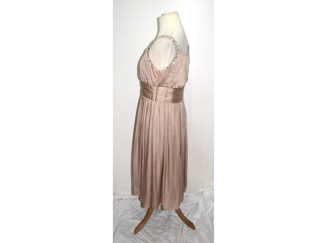 Autre Marque Almost Famous Seidenkleid Rosa Nude mit Strass Trägern Pink Fleisch - Ansicht 6