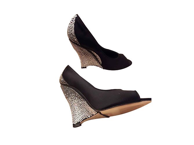 Décolleté Azzaro Nere con Strass a Punta Aperta 10cm Nero Argento - vista 2