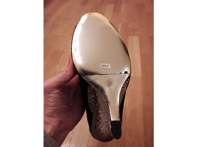 Décolleté Azzaro Nere con Strass a Punta Aperta 10cm Nero Argento - vista 6
