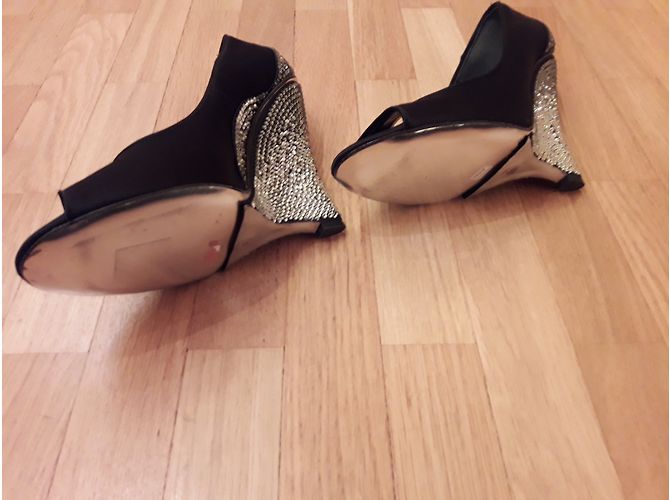 Décolleté Azzaro Nere con Strass a Punta Aperta 10cm Nero Argento - vista 8