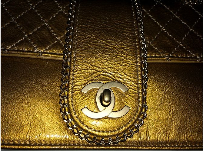 Borsa Chanel in pelle oro giallo D'oro - vista 6