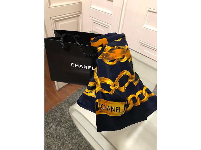 Chanel Lenços Dourado Azul marinho - vista 6