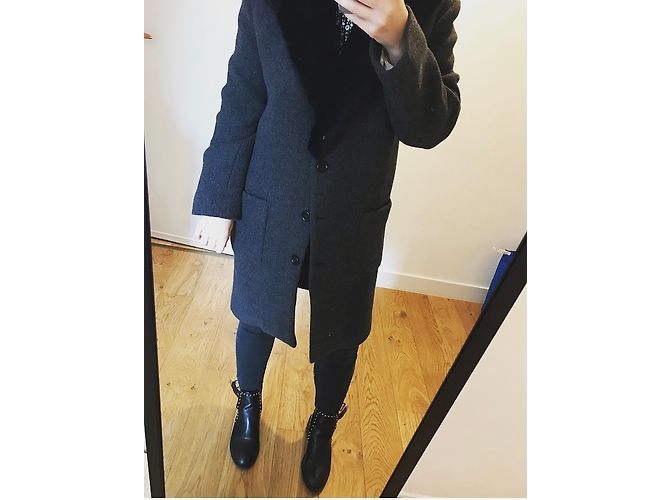 Abrigo oversize de lana Zadig & Voltaire con cuello de piel gris - vista 2