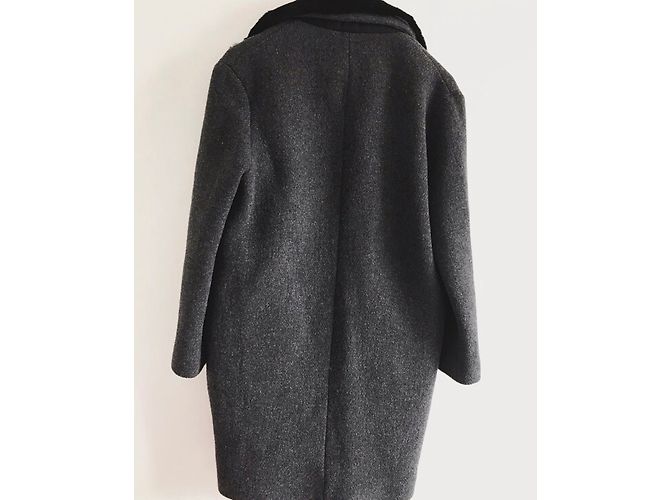 Abrigo oversize de lana Zadig & Voltaire con cuello de piel gris - vista 3