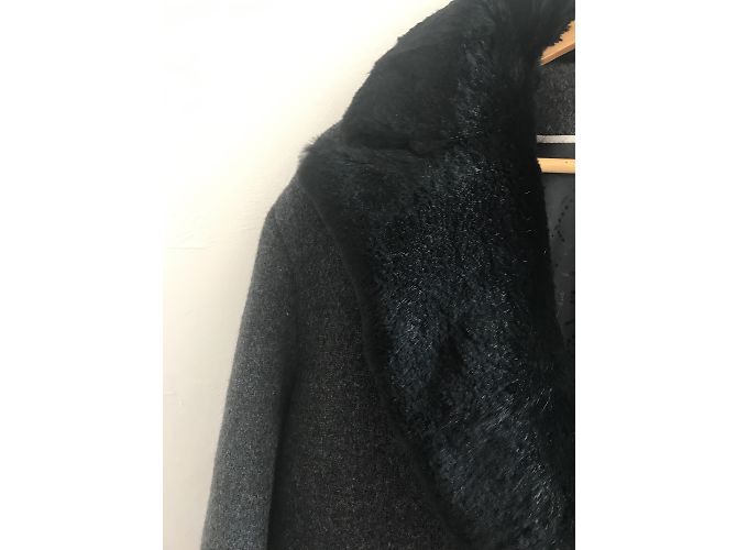 Abrigo oversize de lana Zadig & Voltaire con cuello de piel gris - vista 4