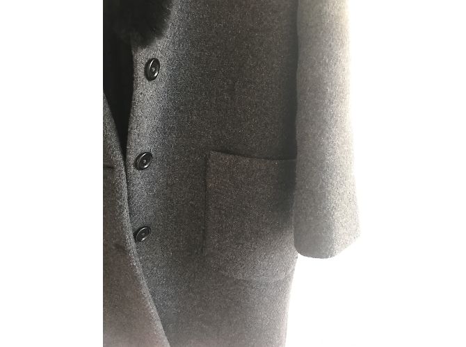 Abrigo oversize de lana Zadig & Voltaire con cuello de piel gris - vista 5