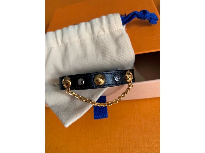 Louis Vuitton Bracciale modello Harajuku in pelle nera Nero - vista 4
