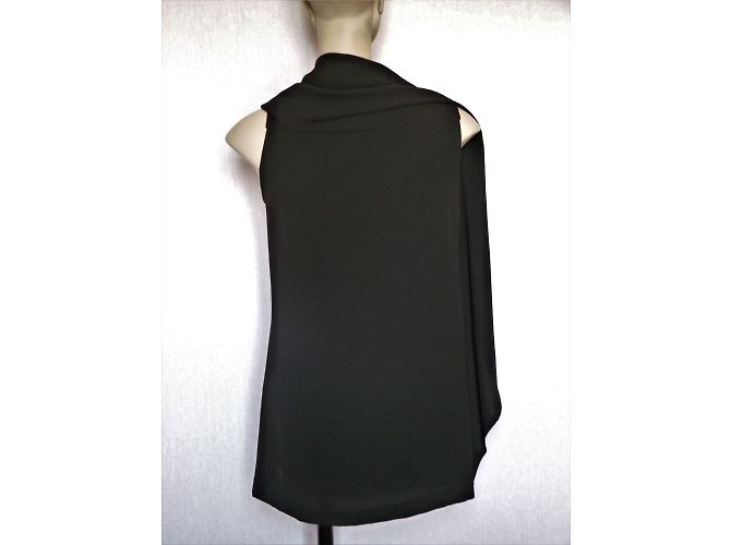 Max Mara Top Negro Sin Mangas con Drapeado - vista 4