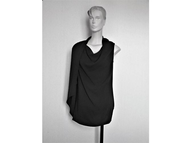 Max Mara Top Negro Sin Mangas con Drapeado - vista 6