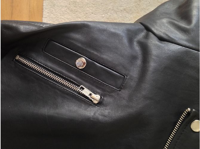 Les Petites Schwarze Biker Lederjacke - Ansicht 4