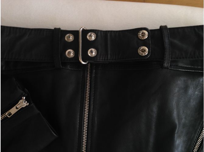 Les Petites Schwarze Biker Lederjacke - Ansicht 5