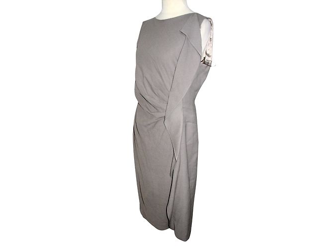 Escada ärmelloses Rüschenkleid aus Wollmischung Grau - Ansicht 2