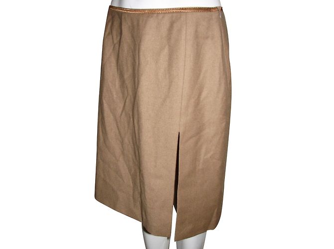 Saia Strenesse de lã e cashmere cor caramelo - vista 3