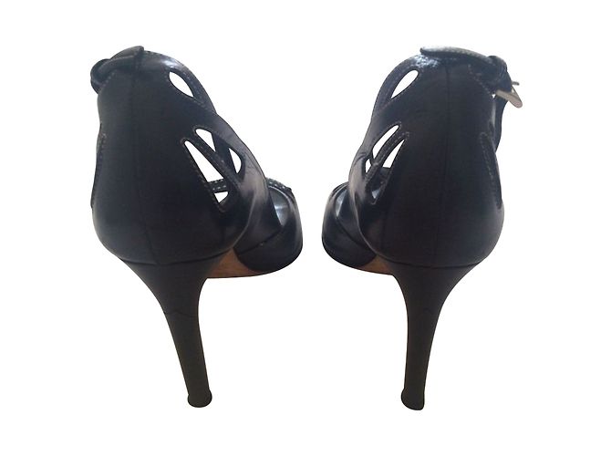 Prada Peeptoes con cuciture a contrasto Nero - vista 5