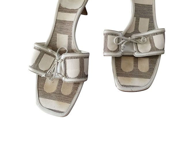 Mules Bally Beige e Marrone Scuro in Tela - vista 3