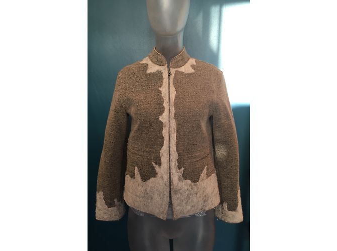 Marithé et François Girbaud Wolljacke Weiß Beige Grau - Ansicht 3
