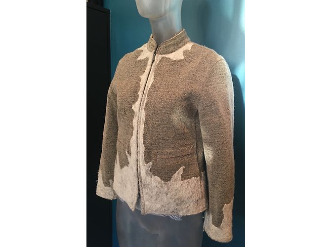 Marithé et François Girbaud Wolljacke Weiß Beige Grau - Ansicht 4
