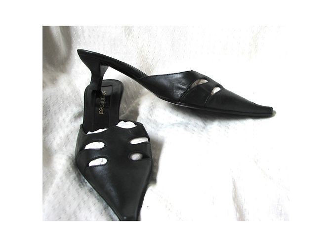 Mule Sergio Rossi in pelle nera con intagli Nero - vista 3