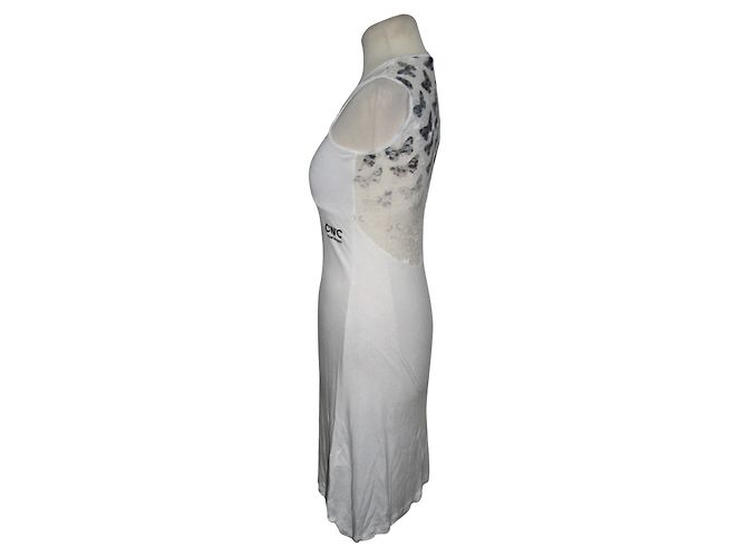 Vestido branco de viscose e renda Costume National - vista 2