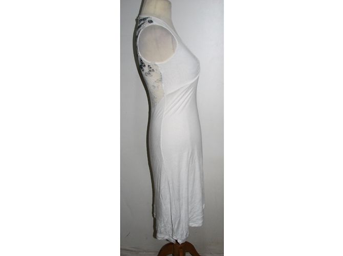 Vestido branco de viscose e renda Costume National - vista 3