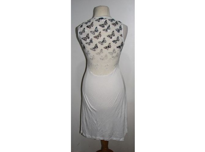 Vestido branco de viscose e renda Costume National - vista 4
