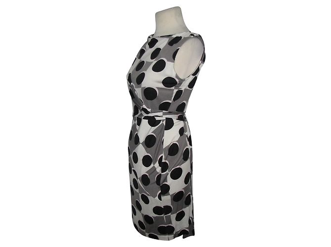 Diane Von Furstenberg Shina Seidenkleid Schwarz Weiß Grau - Ansicht 2